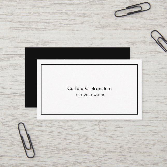 Berufliche Minimalistische Black&White-Visitenkart Visitenkarte (Vorderseite/Rückseite Beispiel)