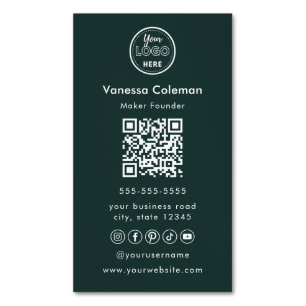 Berufliche Minimalistische dunkle grüne Visitenkar Magnetische Visitenkarte