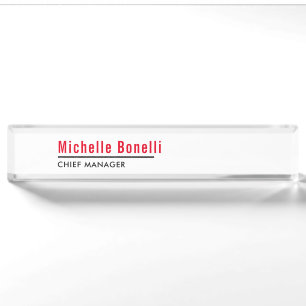Berufliche Minimalistische, einfache Weiße Moderne Namensplakette
