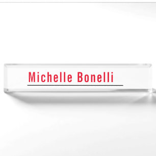 Berufliche Minimalistische, einfache Weiße Moderne Namensplakette