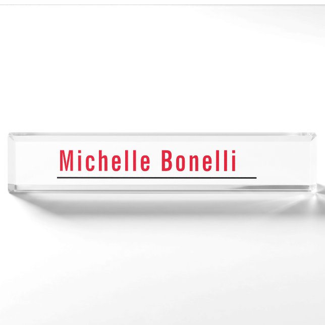 Berufliche Minimalistische, einfache Weiße Moderne Namensplakette (Vorderseite)