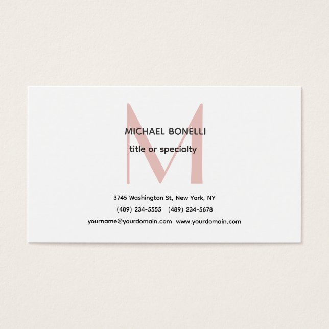 Berufliche Minimalistische Mit Monogramm Visitenka (Vorderseite)