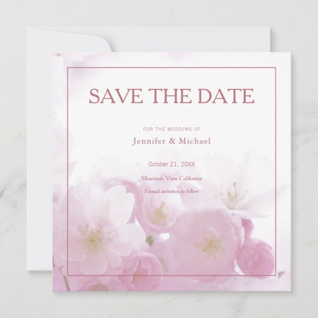 Berufliche Minimalistische Rose Goldfarbenfloral Save The Date (Vorderseite)