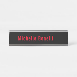 Berufliche Minimalistische Schwarze Rot Moderne Sc Schreibtischnamensplakette