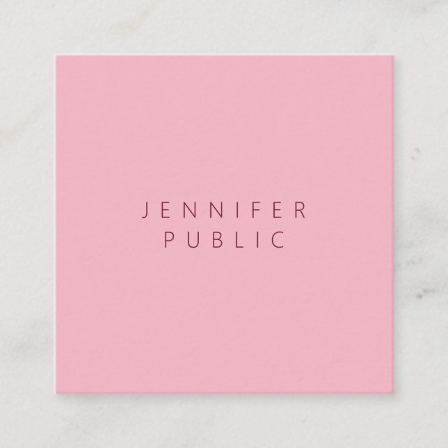 Berufliche Minimalistische Vorlage hell rosa Quadratische Visitenkarte (Vorderseite)
