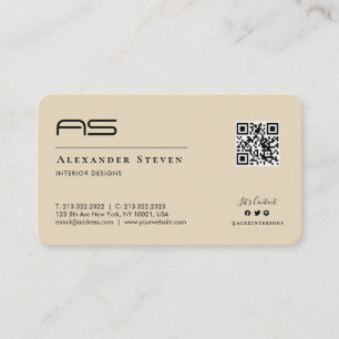 Berufliche Mit Monogramm Logo-Creme Beige Visitenkarte
