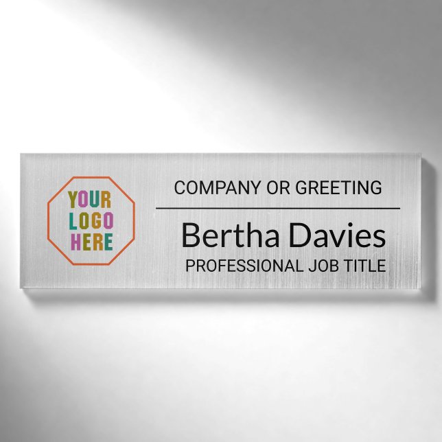 Berufliche Mitarbeiter Silver Corporate Logo Namenschild (Vorderseite)