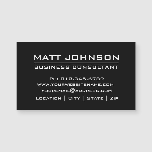 Berufliche, moderne Black Magnetic Business Card Magnetkarte (Vorderseite)