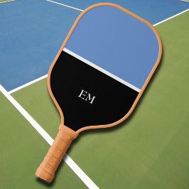 Berufliche, moderne Blue & Black Monogram-Initiale Pickleball Schläger