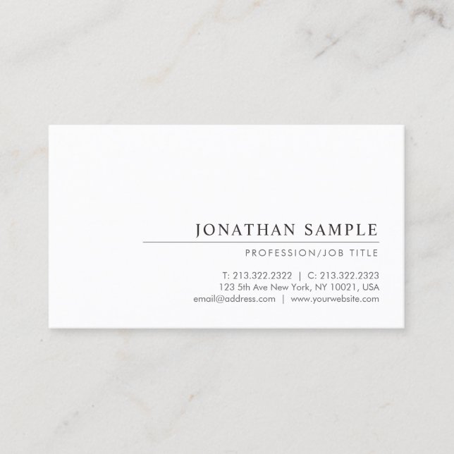 Berufliche moderne Elegant Minimal Template Chic Visitenkarte (Vorderseite)