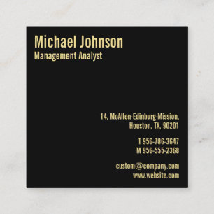 Berufliche moderne elegante Schwarze Imitat Gold C Quadratische Visitenkarte