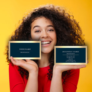 Berufliche moderne Golden Simpel Blue Navy Visitenkarte