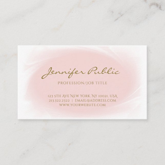 Berufliche moderne Kalligrafie Blush Pink Gold Visitenkarte (Vorderseite)