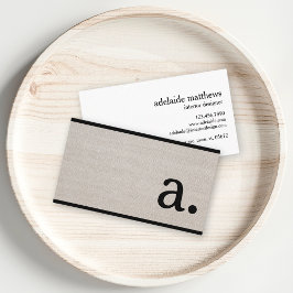 Berufliche moderne Linen Look Monogram Visitenkarte