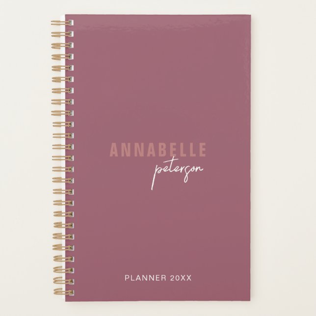 Berufliche moderne Minimalistische Dusty-Rose Planer (Vorderseite)