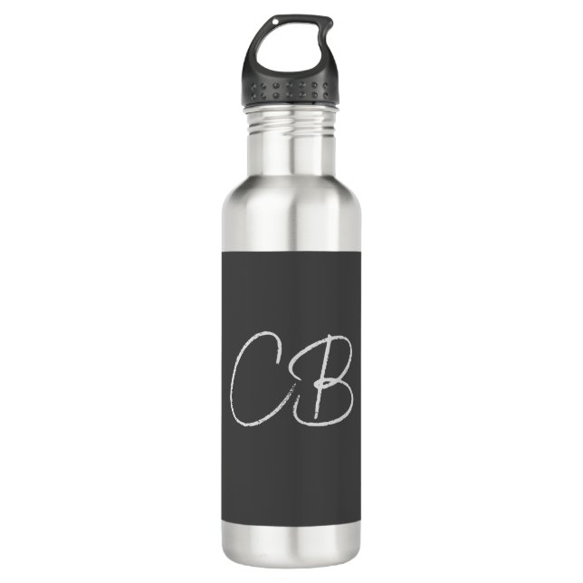 Berufliche moderne Minimalistische Monogramm-Initi Edelstahlflasche (Vorderseite)