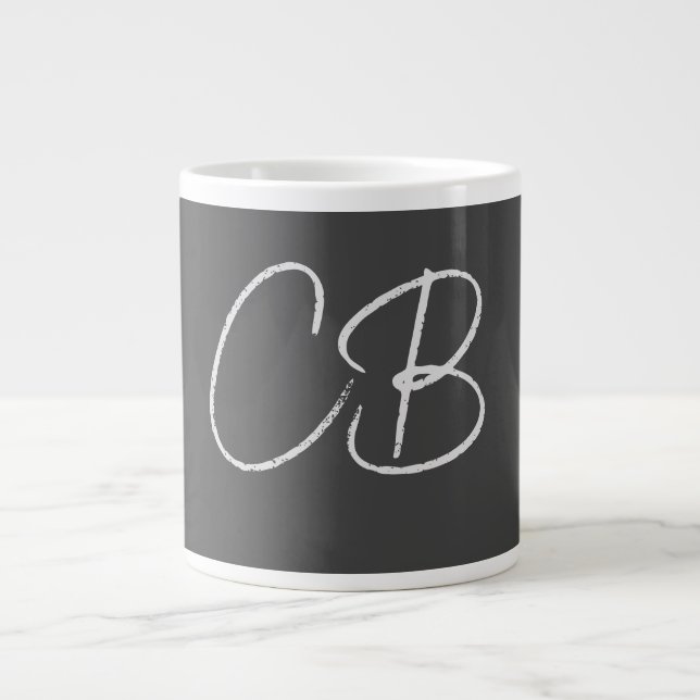 Berufliche moderne Minimalistische Monogramm-Initi Jumbo-Tasse (Vorderseite)