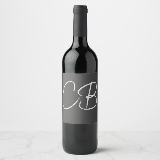 Berufliche moderne Minimalistische Monogramm-Initi Weinetikett (Vorderseite)
