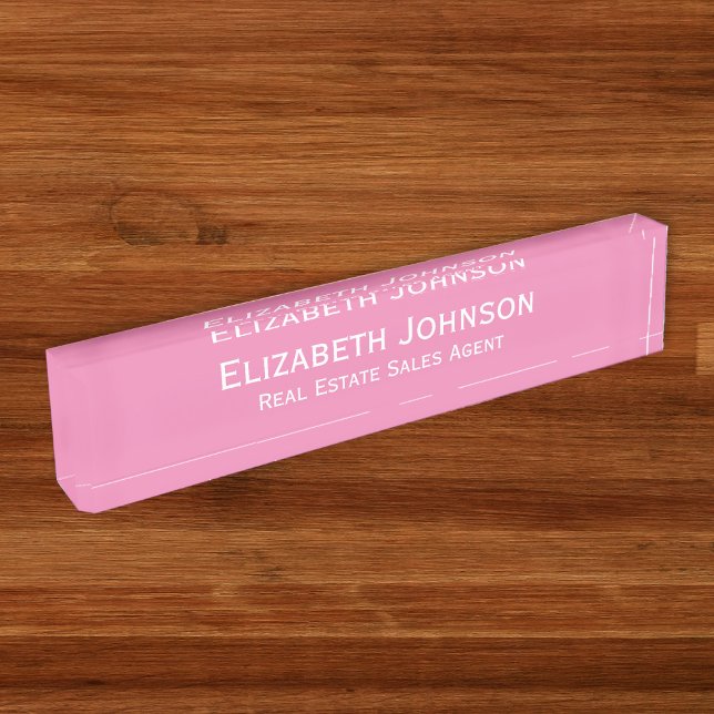 Berufliche, moderne rosa Firmenbezeichnung Namensplakette (Professional Modern Pink Corporate Office Title Nameplate)