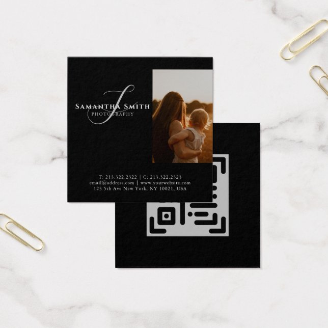Berufliche moderne Schwarz-Weiß-Fotografie QR (Büro)