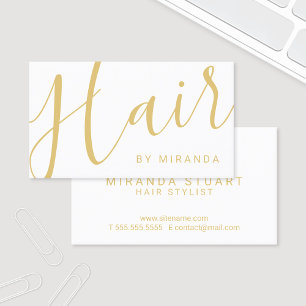 Berufliche, moderne White and Gold Hair Stylist Visitenkarte