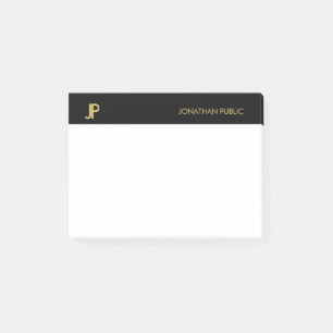 Berufliche Monogram Black Gold White Moderne Post-it Klebezettel
