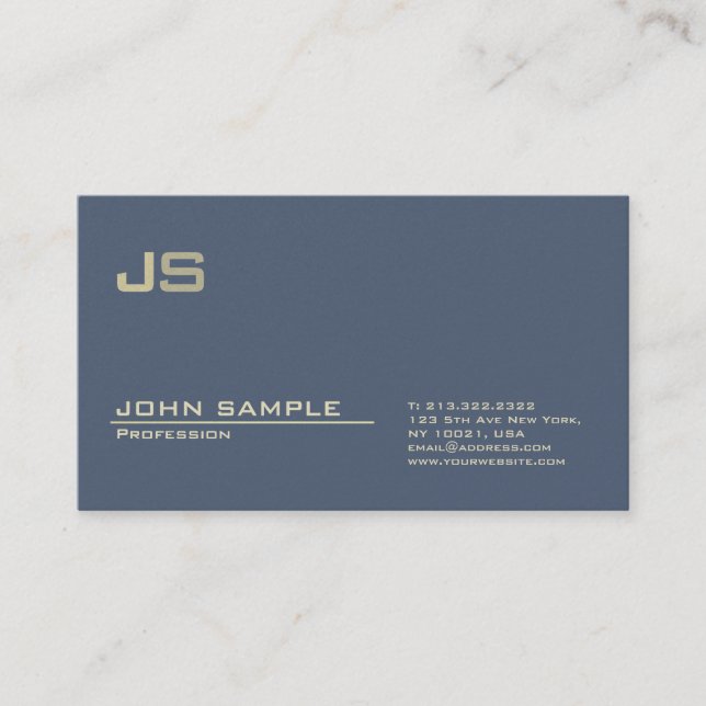 Berufliche Monogramm Premium Pearl Finish Modern Visitenkarte (Vorderseite)