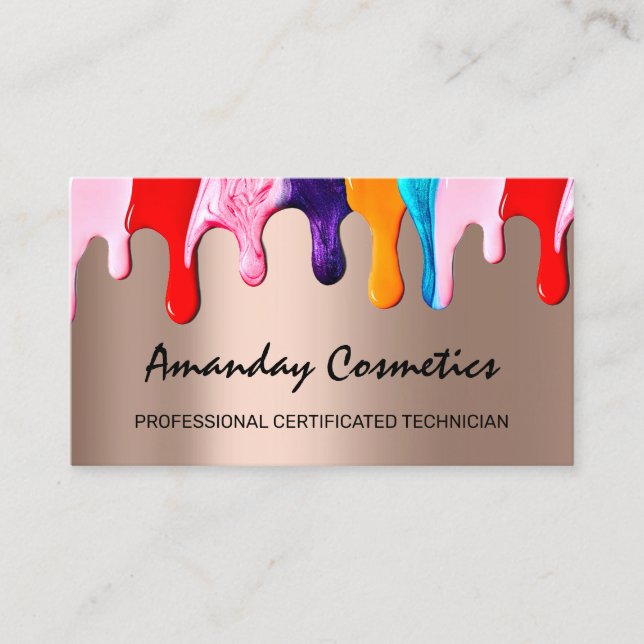 Berufliche Nail Artist Techniker Tropfen Rose Visitenkarte (Vorderseite)