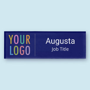 Berufliche Namensmarke mit Logo Navy Blue Namenschild