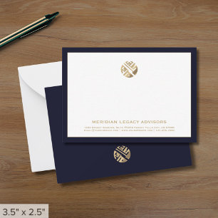 Berufliche Navy Blue/Gold Business Note Card Mitteilungskarte