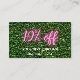 Berufliche Neongraswall 10% Ermäßigungskarte Visitenkarte