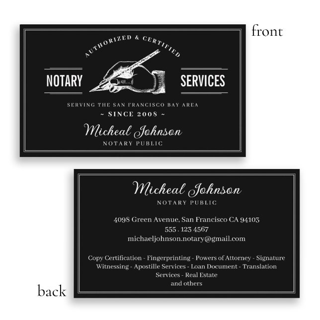 Berufliche Notariatsdienste Vintag anpassbar Visitenkarte (Professional Notary Services Vintage Customizable Business Card)