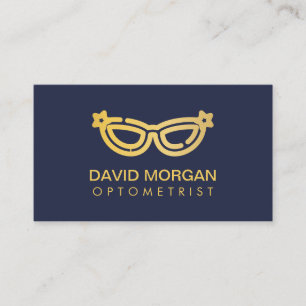 Berufliche Optometrie Gold Brillen Logo Navy Visitenkarte