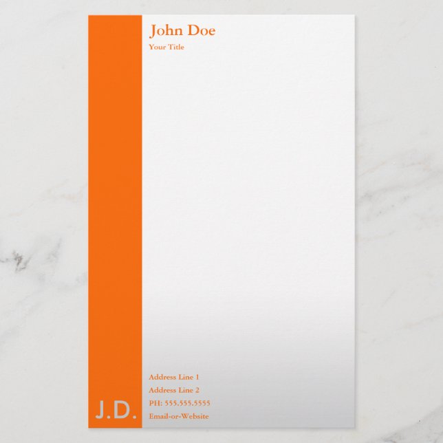 berufliche Orangen Briefpapier (Vorderseite)