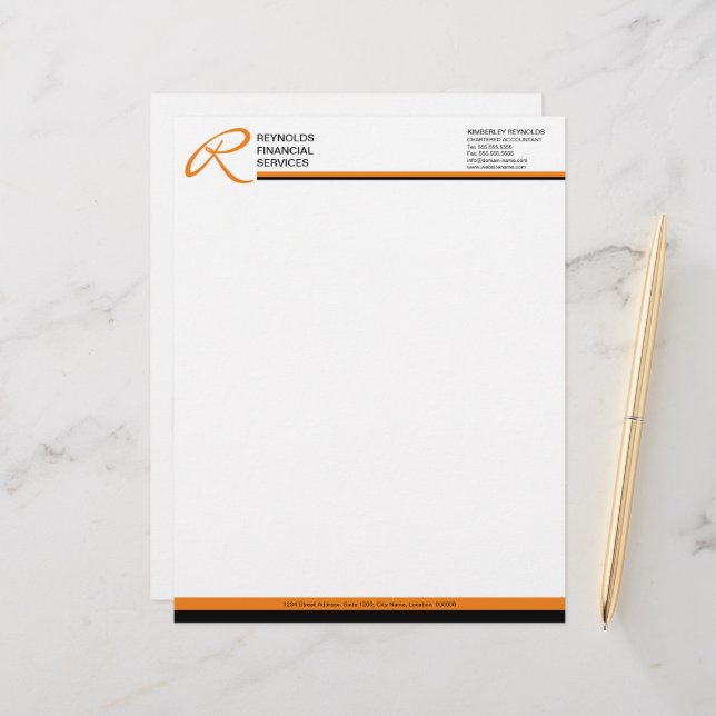 Berufliche Orangenbriefe Briefbogen (Vorderseite/Rückseite Beispiel)