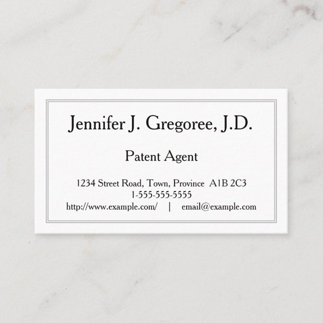 Berufliche Patent-Agent-Geschäfts-Karte Visitenkarte (Vorderseite)