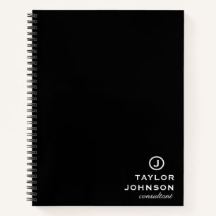 Berufliche Personalisierte Schwarze Monogramm Notizbuch