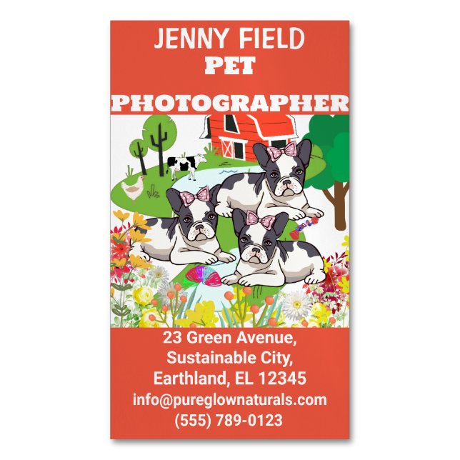 Berufliche Pet-Fotografin Faltkarte Magnetische Visitenkarte (Vorderseite Vertikal)