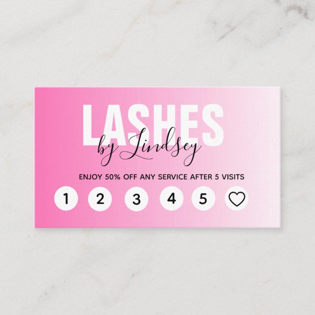 Berufliche Pink Script Loyalty Cards Visitenkarte (Vorderseite)