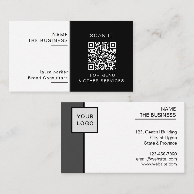 Berufliche QR-Code-Minimale Scannable-Werbeaktion Visitenkarte (Vorne/Hinten)