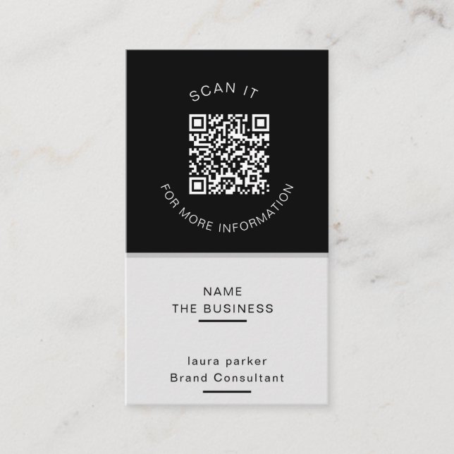 Berufliche QR-Code-Minimale Scannable-Werbeaktion Visitenkarte (Vorderseite)