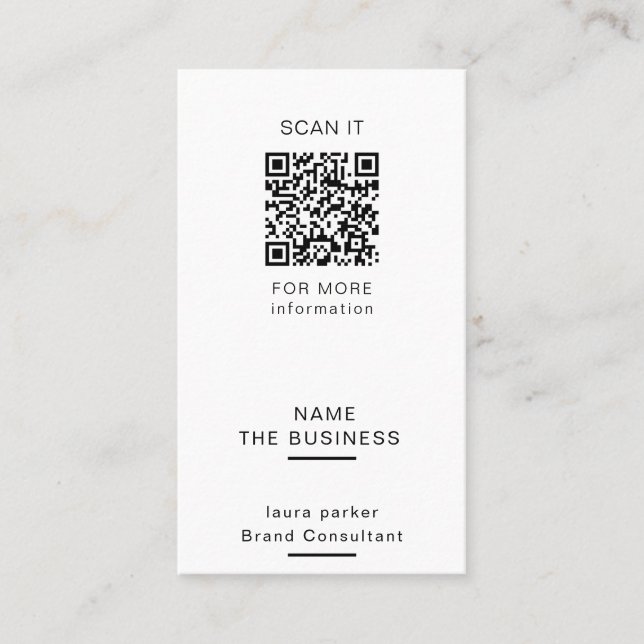 Berufliche QR-Code-Minimale Scannable-Werbeaktion Visitenkarte (Vorderseite)