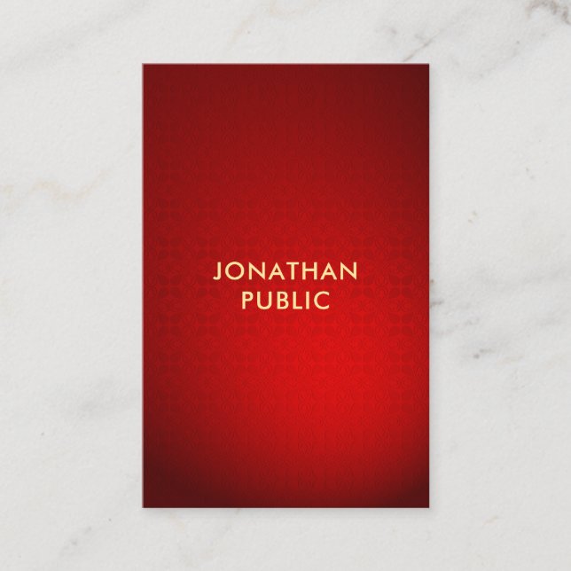 Berufliche Red Damask Gold Text Template Visitenkarte (Vorderseite)