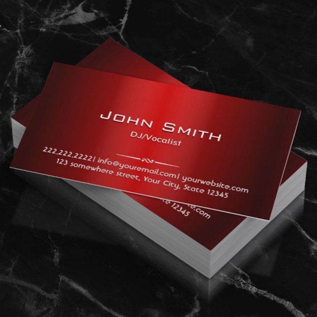 Berufliche Red Metal DJ Music Business Card Visitenkarte (Von Creator hochgeladen)