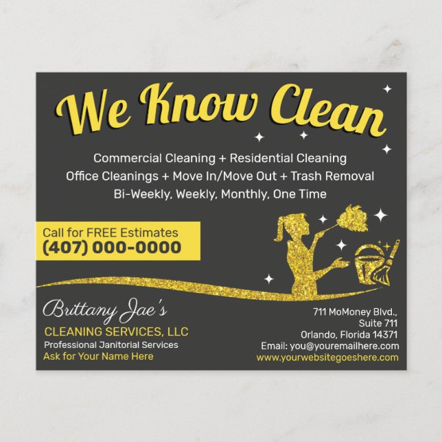 Berufliche Reinigung/Janitorial Housekeeping Serv Flyer (Vorne)