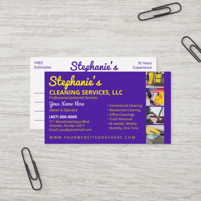 Berufliche Reinigung/Janitorial Housekeeping Serv Visitenkarte (Vorderseite/Rückseite Beispiel)