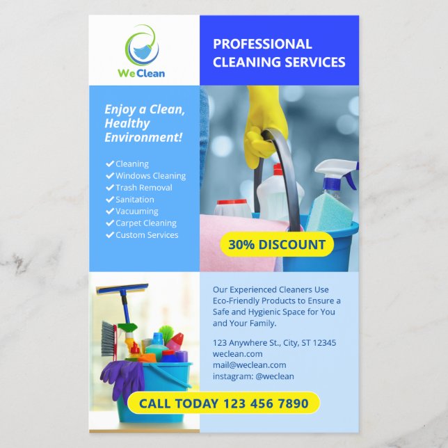 Berufliche Reinigungsdienste Business Flyer (Vorne)