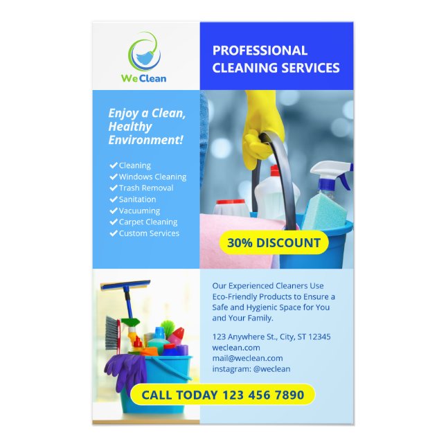 Berufliche Reinigungsdienste Business Flyer Fotodruck (Vorne)