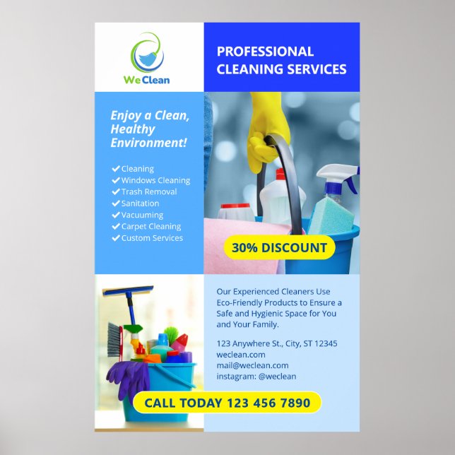 Berufliche Reinigungsdienste Business Flyer Poster (Vorne)