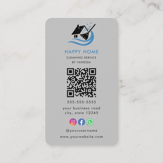 Berufliche Reinigungsdienste Logo Qr-Code Visitenkarte (Rückseite)